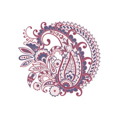 Hint tarzında izole edilmiş Paisley deseni