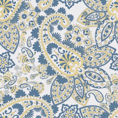 Şal desenli, desensiz bir süs. Çiçek dekoru süsleyin. Vektör illüstrasyonu