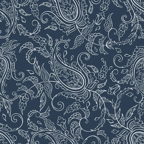 Paisley Sömlös Textil Mönster Asiatisk Batik Stil — Stock vektor