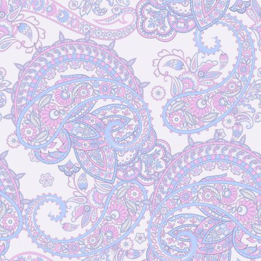 Paisley vektör kusursuz desen. Muhteşem çiçek, yapraklar. Batik tarzı resim.