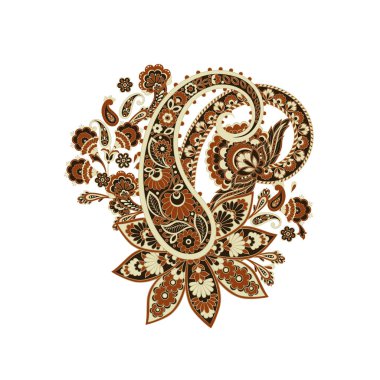 Paisley Vektör Deseni. İzole edilmiş Asya İllüstrasyonu