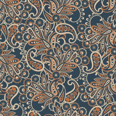 Paisley çiçekli, dikişsiz desen