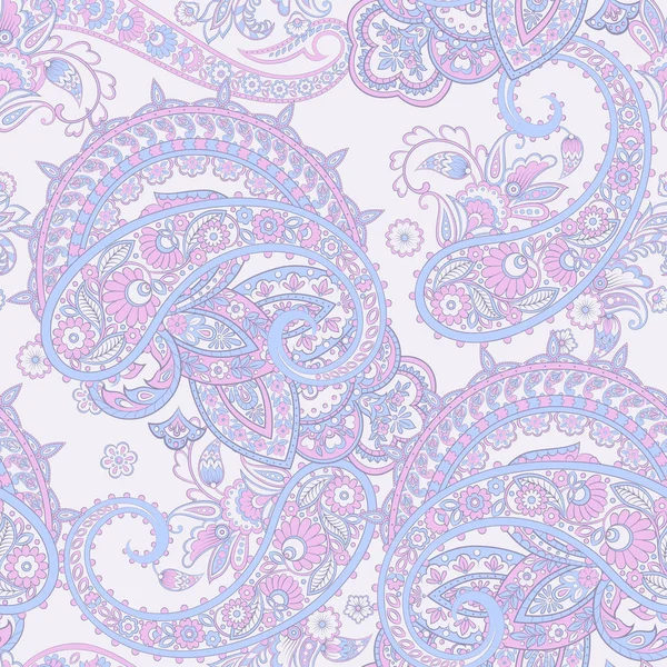 Paisley Vektor Sömlöst Mönster Fantastisk Blomma Blad Batik Stil Målning — Stock vektor