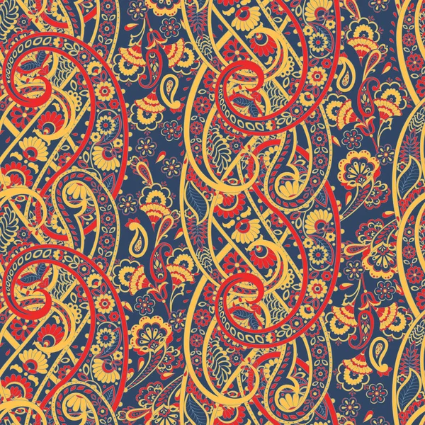 Paisley Sömlöst Blommönster Vektor Damast Vintage Bakgrund — Stock vektor