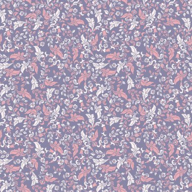 Etnik çiçekler ve yaprak ile kusursuz desen, klasik tarzda vektör çiçek çizimi