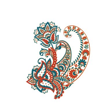 Paisley izole desen. Batik tarzı vintage illüstrasyon