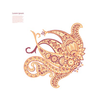 Paisley Çiçek Doğulu Etnik Düzen. Vektör Arapça Süslemesi