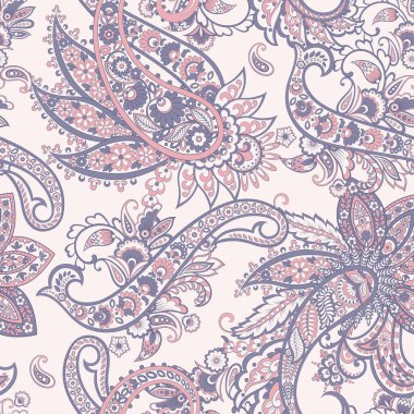 Paisley vektör seamless modeli. Fantastik çiçek yaprakları. Tekstil bohem Yazdır. Batik boyama. Vintage