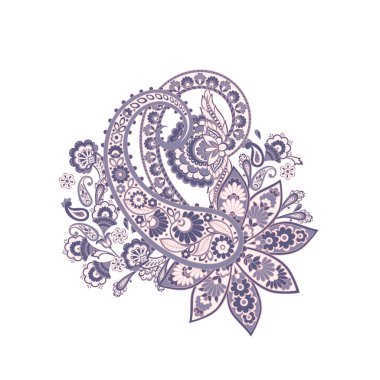 Paisley Vektör Deseni. İzole edilmiş Asya İllüstrasyonu
