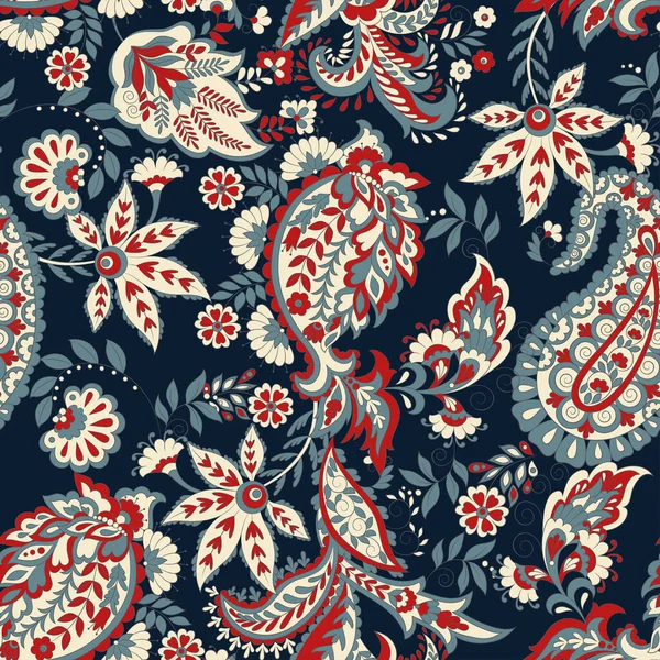 Paisley Fleurs Vintage Motif Sans Couture Origine Ethnique Vecteur Floral — Image vectorielle