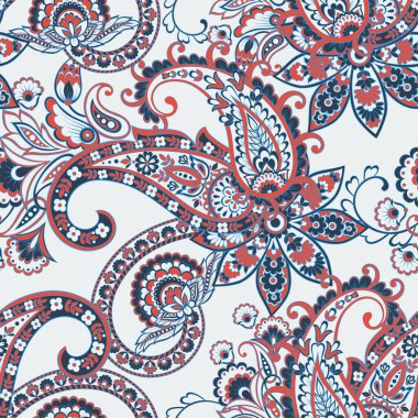 Çiçeksel elementlerle desenli, pürüzsüz etnik desen..