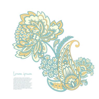 Paisley izole desen. Damask biçimi Vintage illüstrasyonu