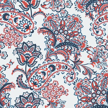 Paisley dikişsiz desen. damasör vektör arkaplanı