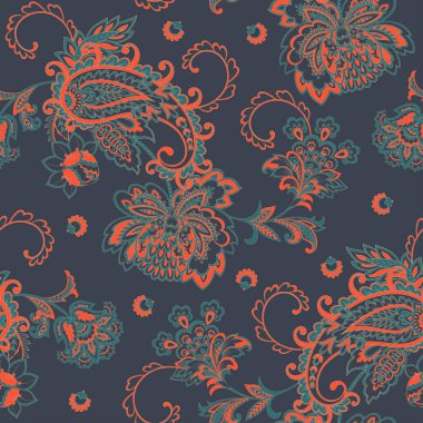 Şal desenli, desensiz bir süs. Çiçek dekoru süsleyin. Vektör illüstrasyonu