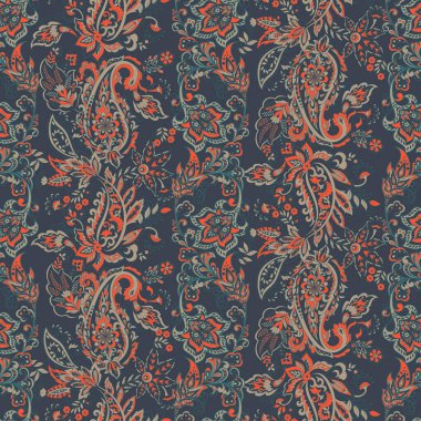 Hint tarzında kusursuz desenli. Çiçek vektör illüstrasyonu