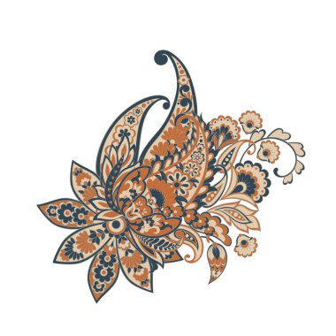 Paisley izole desen. Damask biçimi Vintage illüstrasyonu