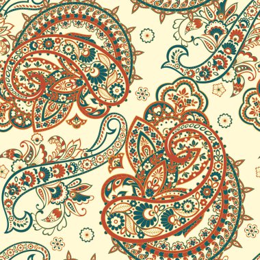 Paisley dikişsiz desen. Vektör etnik süsü