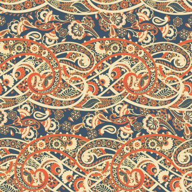 Paisley dikişsiz çiçek deseni. Vektör Damask vintage arkaplanı
