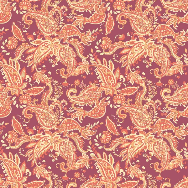 Paisley Illustration Vectorielle Florale Dans Style Damassé Fond Sans Couture — Image vectorielle