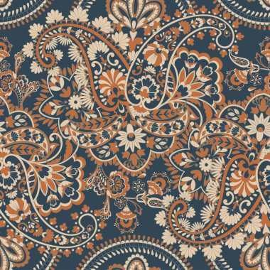 Paisley vektör seamless modeli. Fantastik çiçek yaprakları. Tekstil bohem Yazdır. Batik boyama. Vintage