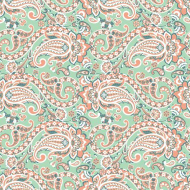 Paisley vektör kusursuz desen. Muhteşem çiçek, yapraklar. Batik tarzı resim. Eski arkaplan