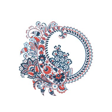Paisley Çiçek Oryantal İzole Desen
