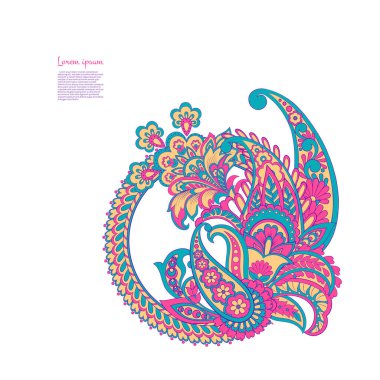 Paisley Çiçek Oryantal İzole Desen