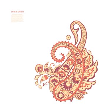 Paisley Çiçek Doğulu Etnik Düzen. Vektör Arapça Süslemesi