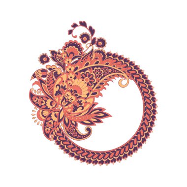 Paisley izole edilmiş. Tasarım için izole edilmiş desenli kart. Paisley vektör deseni. Nakış işlemeli çiçek vektörü dikişsiz desen. 