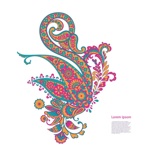 Paisley izole desen. Damask biçimi Vintage illüstrasyonu