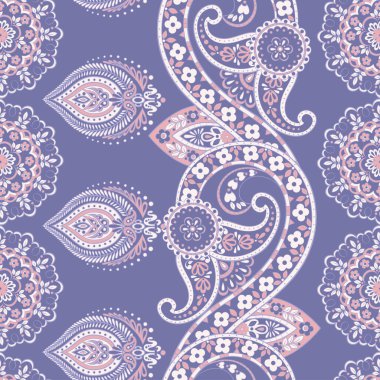 Etnik çiçekler pürüzsüz vektör deseni.