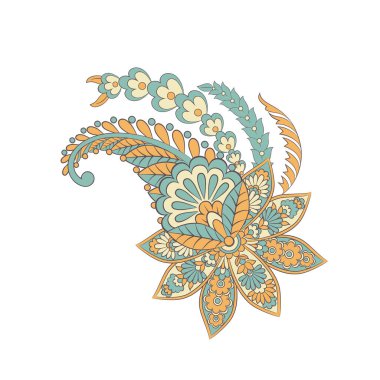 Paisley izole desen. Batik tarzı vintage illüstrasyon