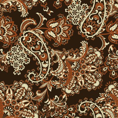 Paisley dikişsiz desen. damasör vektör arkaplanı