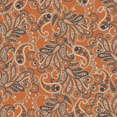 Paisley çiçekli, dikişsiz desen