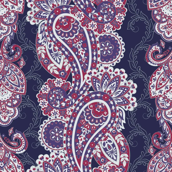 Damask Style Paisley Floral Seamless Pattern — Stock Vector