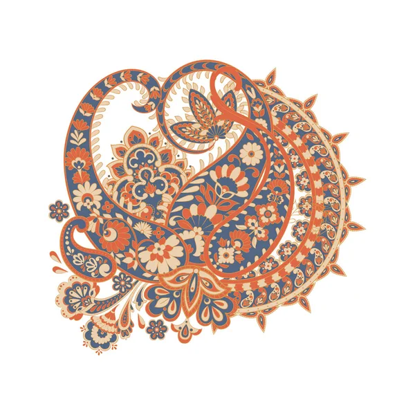 Hint tarzında izole edilmiş Paisley deseni. Çiçek vektör illüstrasyonu