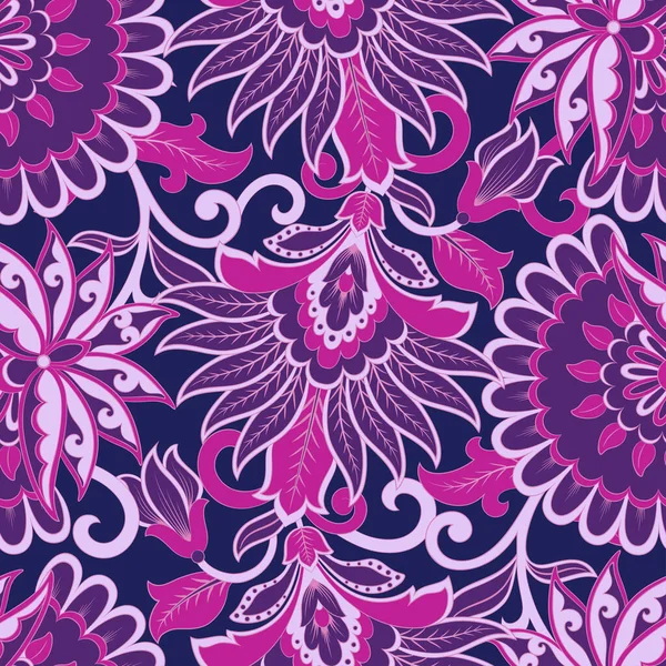 Patrón Sin Costura Vector Floral Fantástica Flor Hojas Textil Estampado — Vector de stock