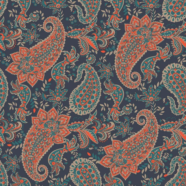 Paisley Damask Ornamento Padrão Vetor Sem Costura — Vetor de Stock