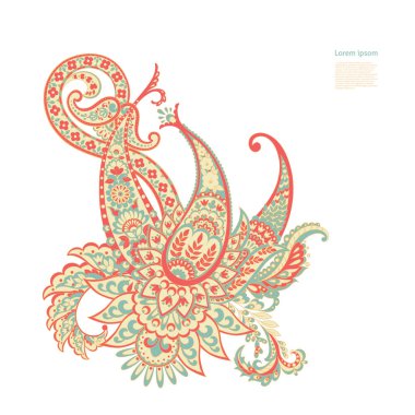 Paisley vektör deseni. Muhteşem çiçek, yapraklar