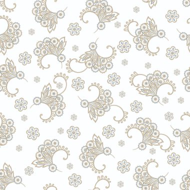 Çiçeklerle kusursuz desen. Vektör Çiçek İllüstrasyonu