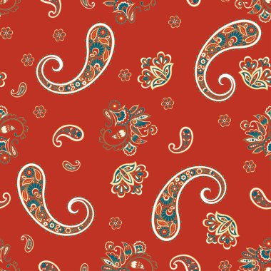 Paisley dikişsiz desen. Vektör çiçek süsü