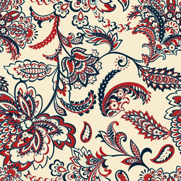 Florales Nahtloses Muster Mit Paisley Ornament — Stockvektor