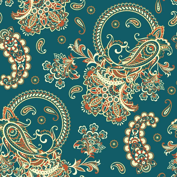 Paisley vektör kusursuz desen. Muhteşem çiçek, yapraklar. Batik tarzı resim. Eski arkaplan