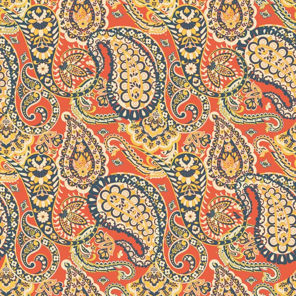 Modèle Sans Couture Ethnique Paisley Avec Des Éléments Floraux — Image vectorielle