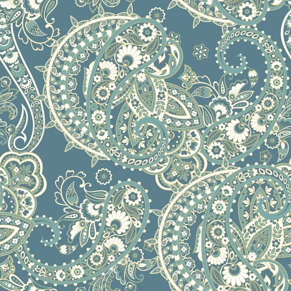 Paisley Vektor Nahtloses Muster Fantastische Blume Blätter Malerei Batikstil — Stockvektor