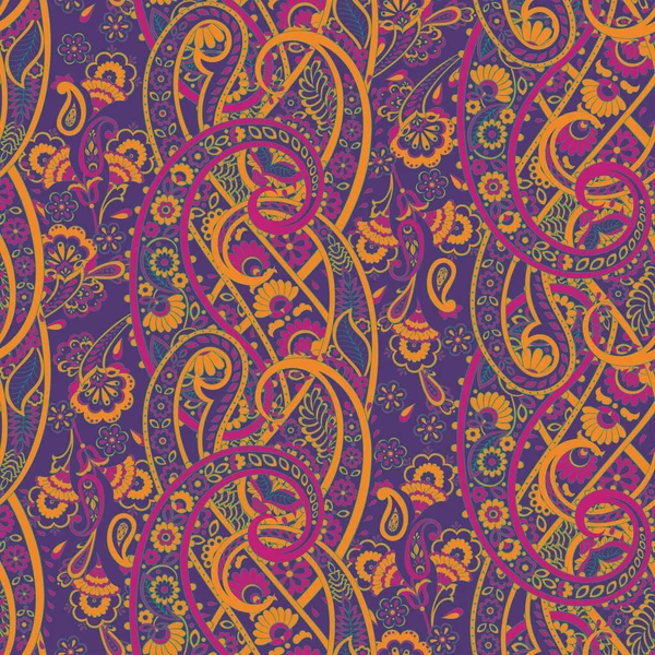 Paisley Nahtloses Blumenmuster Vector Damast Vintage Hintergrund — Stockvektor