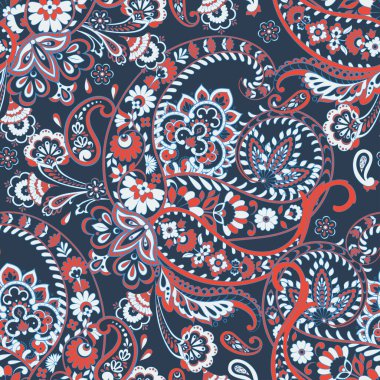 Çiçeksel elementlerle desenli, pürüzsüz etnik desen..