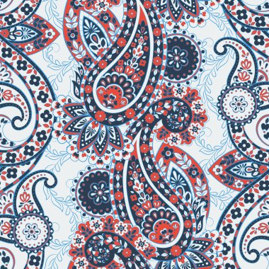 Paisley dikişsiz desen. damasör vektör arkaplanı