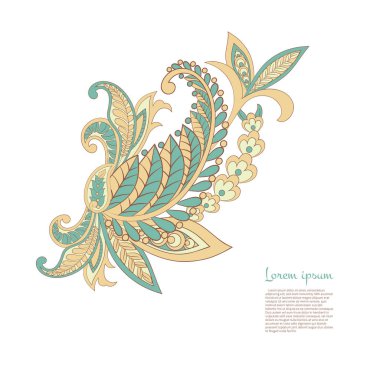 Paisley vektör deseni. Muhteşem akış, yapraklar