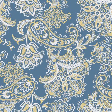 Paisley dikişsiz desen. damasör vektör arkaplanı